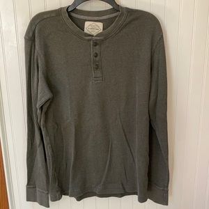Men’s large Waffle Henley long sleeve green thermal